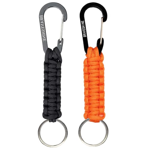 Image of BRAVESHINE Paracord Keychain Carabiner Clip, D Ring Lanyard Hanger Stroller Hook for Water Bottle, Key, Backpacks, Men, Women