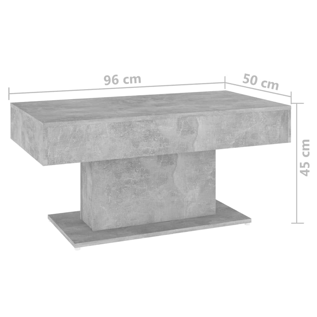 Stolik kawowy betonowy szary 96 x 50 x 45 cm, materiał drewnopochodny, wytrzymały stolik kawowy do salonu, nowoczesne stoliki pomocnicze, trwałe stoły do salonu