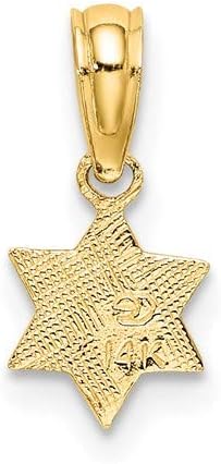 14k Yellow Gold Charm Mini Star Of David Engraved - Jewish