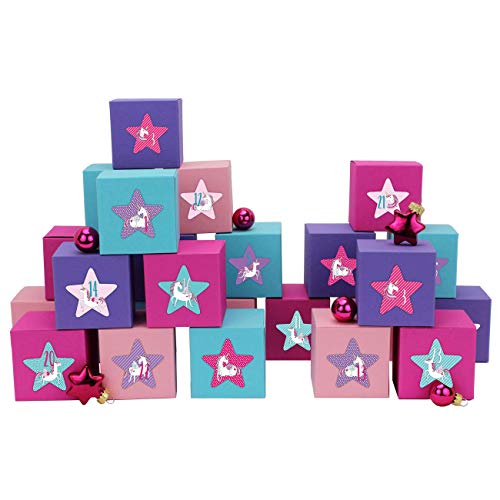 Papierdrachen 24 Adventskalender Kisten Rosa Lila Azur