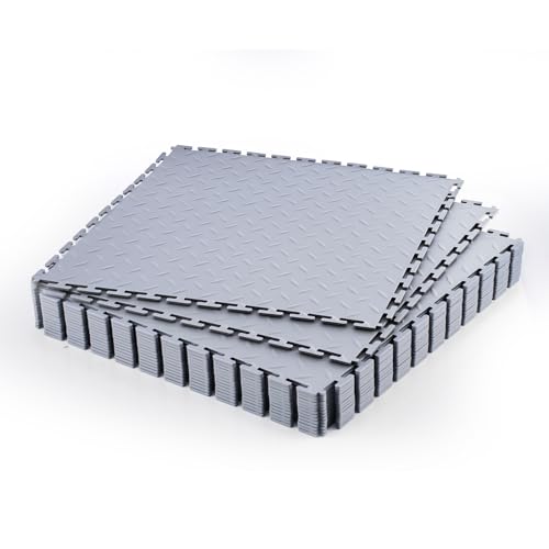 VEVOR Dalles de Garage Emboîtables, Lot de 16, Revêtement de Sol Garage Modulaire 513 x 513 x 5 mm, Tapis Antidérapants PVC pour Garages, Atelier de...