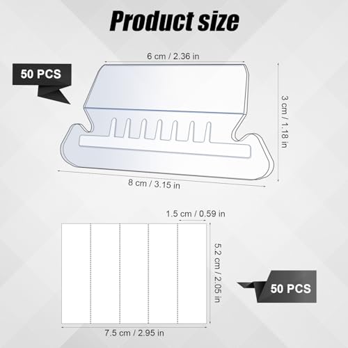 Conjunto de 50 abas de pasta de arquivos suspensas, guias de etiquetas de pasta de arquivo de plásti