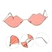 Ipetboom 1 Pair Sunglasses Party Glasses Dark Trendy Lip Rimmed Eye Women Kiss Oversized Travel present Fashionable Photo Photography Prop Pink Metal