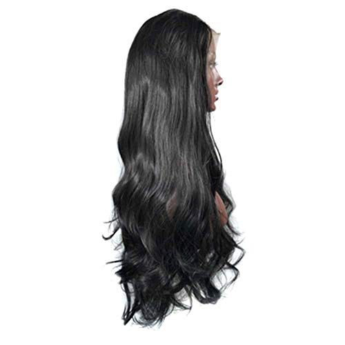 Perruque cheveux longs bouclés résistant aux frisottis dentelle front