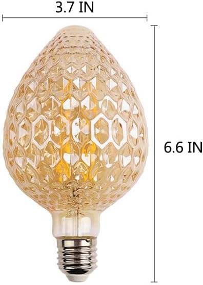 Vintage Edison LED Bulbs, Strawberry Shaped Light Bulbs 4W G30 E26 Base 2200K Warm White Amber Glass, Decorative Led Bulbs Dimmable Suitable for Chandelier Wall Lamp, Pack of 2 - Image 2