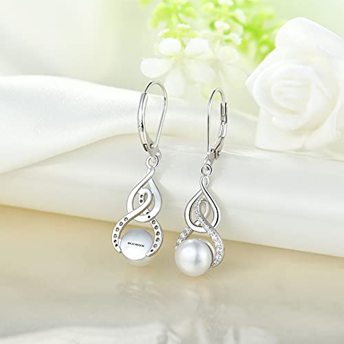 JO WISDOM Women Pearl Earrings 925 Sterling Silver Celtic Infinity Dangle & Drop Earrings with 8mm Freshwater Pearl Jewelry4