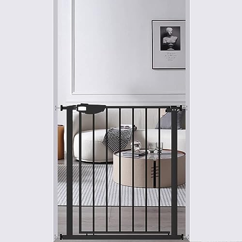 Image of DEARBB Triple Lock Baby Gate for Stairs Doorways and House Pressure Mounted Easy Walk Through Auto Close Safety Pet Gate Black 31.1-35.03 inch