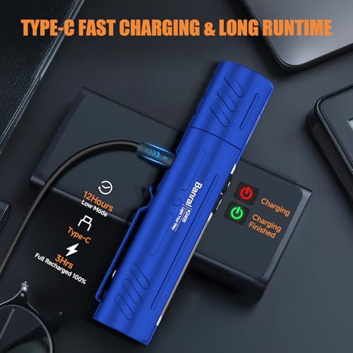 Image of Rechargeable Magnetic Small Powerful Flashlights, Bright Pocket Flashlight | High Lumens, USB C Charging, 8 Modes Zoomable, Dual Button Waterproof Tactical Work Flash Light for Car,Emergency,Camping