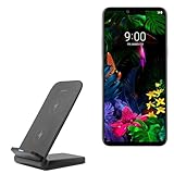 BoxWave Charger Compatible with LG G8 ThinQ - Wireless QuickCharge Stand (15W), Desktop Viewing Qi Wireless Charging - Jet Black