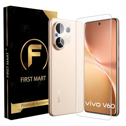 Image of FIRST MART HD+ UV Tempered Glass for Vivo V60e & Vivo V60 5G with Black Camera Lens Protector & Installation Kit | Edge-to-Edge, Case-Friendly, Scratch Resistant | Pack of 1