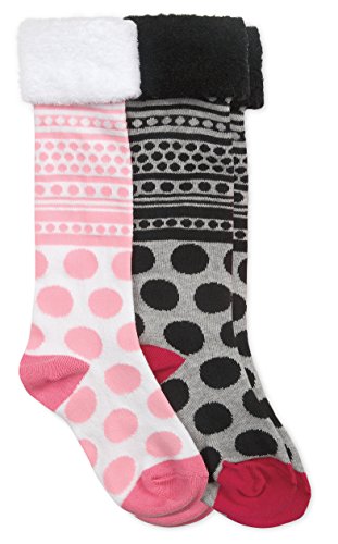 Jefferies Socks Girls Fun Fuzzy Polka Dot Pattern Dress Holiday Knee High Socks 2 Pack