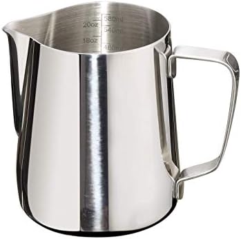 Milk Frothing Pitcher 20oz Stainless Steel Cup Perfect for Latte Art Steam Pitchers,Stainless Steel Milk Frother Pitcher Cup Steaming Pitcher 600ml With Measurement Scale