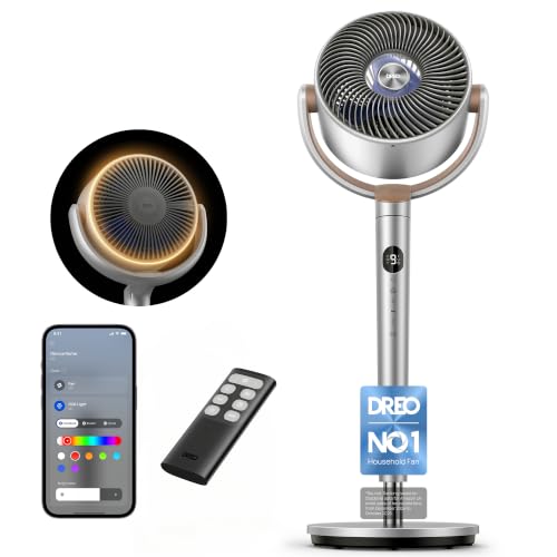 DREO 40 Inch Smart Pedestal Fan, RGB, 20dB...