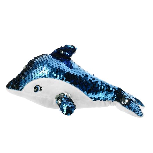 Balacoo Peluche de Suave con Lentejuelas Juguete Sensorial para Bebés y Decoración de Dormitorio Animal Marino Relleno Regalo de Cumpleaños Azul