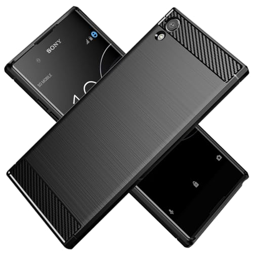HTXWXJC Case for Sony Xperia XA1 Ultra Case, G3226, G3221, G3212, G3223 Case, Slim Thin Carbon Fiber TPU Rubber Protective Cases Anti-Scratch Shockproof Cover for Sony Xperia XA1 Ultra Black