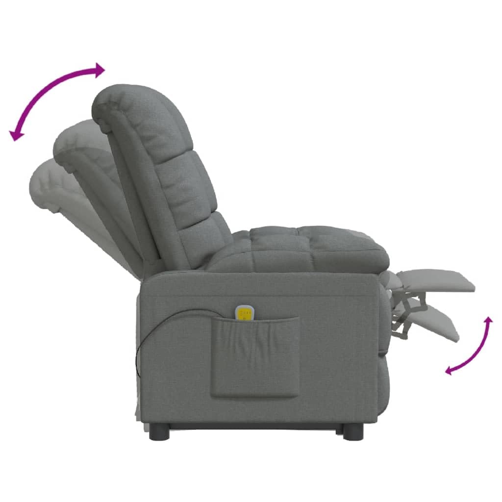 IKAYAA Sillón Masaje Reclinable, Sillón Masaje Eléctrico, Sillon Reclinable Manual, Sillón Relax de deTela, con Prácticos Bolsillo, Gris Oscuro