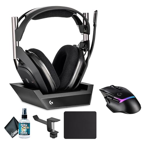 Logitech G Astro A50 X Omni-Platform Wireless Gaming Headset + Base Station Bundle Including: Logitech G G502 X Plus Lightspeed Wireless RGB Gaming Mouse, Headphone Holder, Cleaning Kit, Mouse Pad