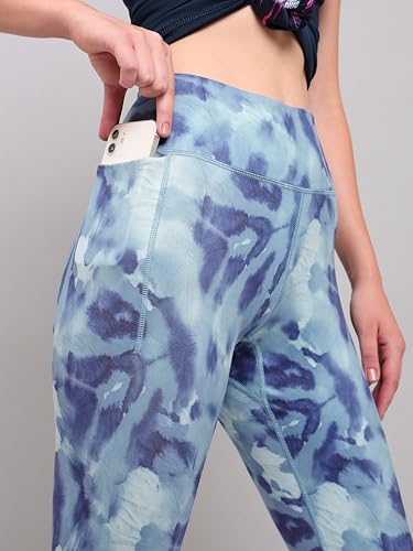 Image of TECHNOSPORT Womens Skinny Fit Activewear Tights for Running, Gym, Sports and Regular Use, Antimicrobial and Printed