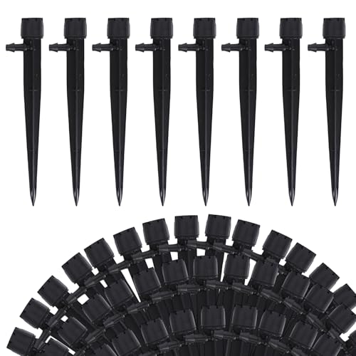 LUMOOM 50 Pezzi Anchor Di Fissaggi Per Tubo Da Giardino, Sistema Di Irrigazione A 360 Gradi, Micro Gocce Di Gocciolamento, 8 Fori Irrigidri, Forchetta Plug-In Per Tubo Da 4/7 Mm (Rosa)