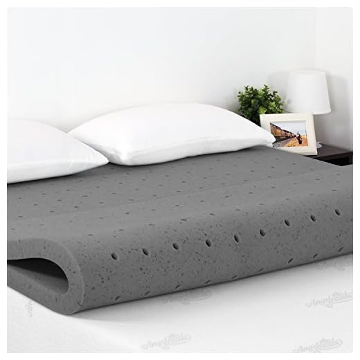Furinno Angeland 2-Inch Bamboo Charcoal Memory Foam Mattress Topper, Queen