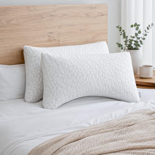 Image of AYKA Premium Microfiber Pillow for Sleeping | Super Soft & Fluffy Bed Pillow | 100% Virgin Microfiber Filling | Hypoallergenic, Breathable | Ideal for All Sleeping Positions 20x27 | White | Set of 2