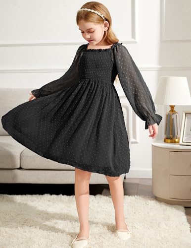 Image of Arshiner Girl Tulle Dress Winter Long Sleeve Teen Girls Party Casual Dresses 5-14Y