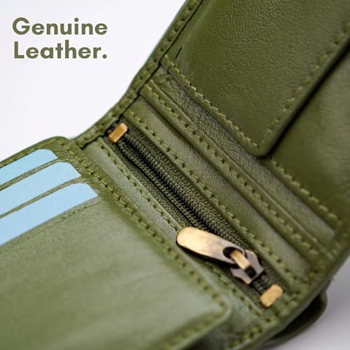Image of Forest Green Genuine Leather Wallet for Men with 6 Card Slots | RFID Blocking | Bifold