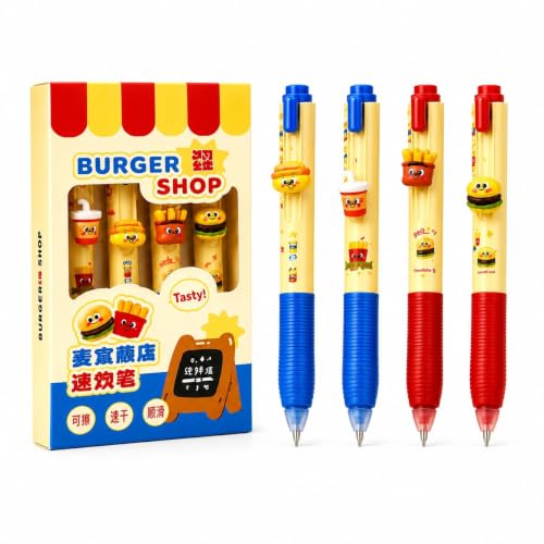 Image of Alokik Luxury Gel Pens and Highlighter 5pcs black Color pen + 1 pcs highlighter Coordinated Design, Signature Pen Set, Writing School Supplies (Burger Shop Gel Pen Set Of 4)