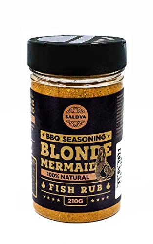 Blonde Mermaid BBQ Fish Rub - 100% Natural BBQ Seasoning - Flavourful And Balanced Blend Of Spices For Amazing Fish BBQ, Smoke Dishes - Large Jar (210g)