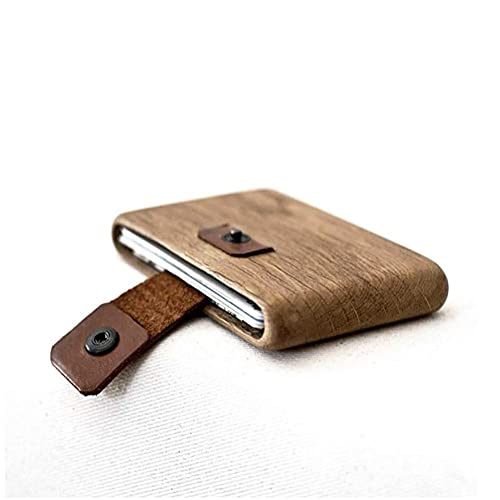 IPPINKA Wood Wallet, Oak Wood with Leather Pull-Out Strap, Minimalist Wallet for Men or Women, Slim Card and Money Bill Holder3
