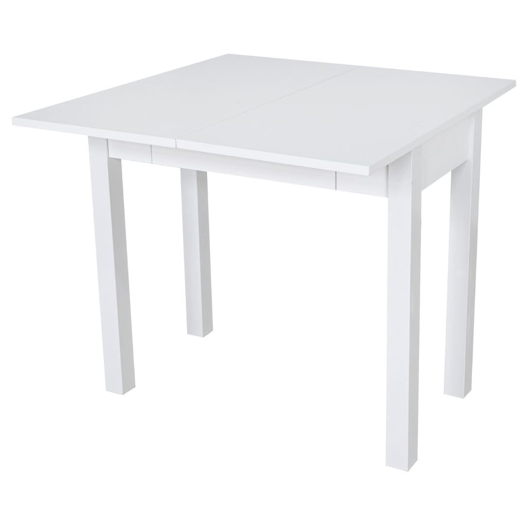 Mesa Cocina Plegable Extensible Cocina - Pequeña con Cajón y Cubertero - Mesa Libro Medidas: 80x40 / 80x80 cm. (Blanco)