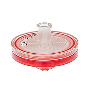 Spuitfilter, ABLUO, 33 mm, CA Membrane, 1.20 μm, acryl behuizing, rode kleur, 100/pk