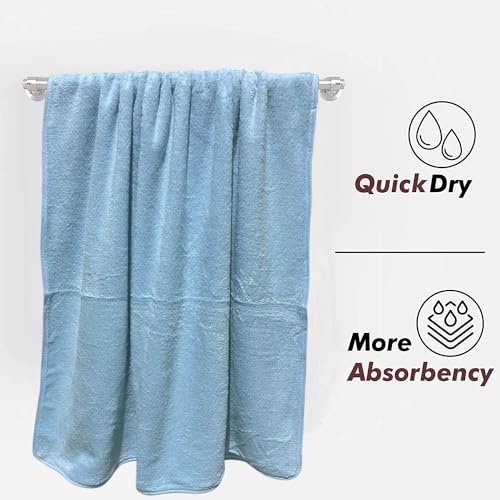 Image of Fezora Microfiber Bath Towel for Men & Women - Large Size 70x140 cm, 400 GSM, Ultra Soft, Quick Dry, Lightweight & Super Absorbent Towel for Bathroom, Gym, Spa, Travel & Swimming (Light Blue)