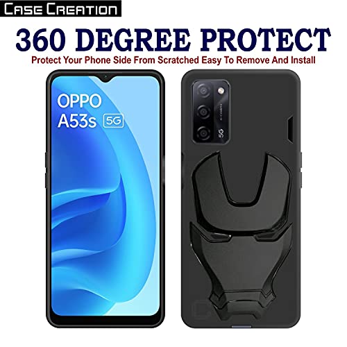 Image of COVERLY Official 3D Smooth Feel Avengers Logo Mask soft Rugged Grip TPU silicone Iron Man Engraved Cartoon Movie Engraved Silicone rubber Matte Strong back cover for Oppo A53s (2020) -HD Black Avenger