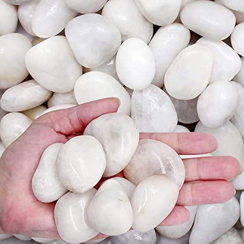 LONTOM 2.2lb White Pebbles Natural Decorative Stone Polished Gravel River Rocks for Plants, Home DIY Decor,Aquarium Gravel,Vase Fillers,Fairy Garden,Landscaping Outdoor Stones Cover