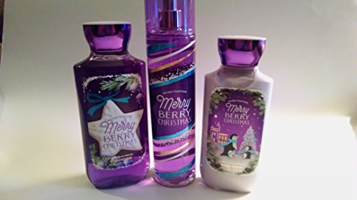Bath and Body Works Holiday Traditions Merry Berry Christmas Gift Set 10 Oz Shower Gel, 8 Oz Body Lotion and 8 Oz Fragrance Mist