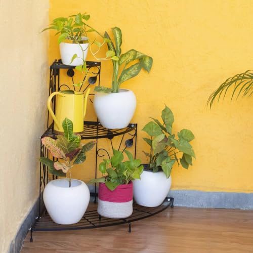 Image of Urban Plant 3 Tier Decorative Corner Pot Stand Metal Flower Pot Display Stand for Indoor and Outdoor Use