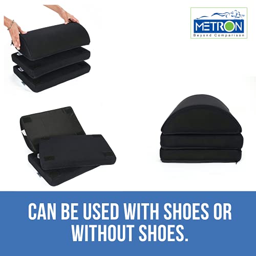 Image of Metron Adjustable Foot Rest for Under Desk - Ergonomic Foot Stool with 3 Height Settings (5 inch, 7 inch, 9 inch) Office Chair Leg Support for Pain Relief & Blood Circulation, Washable Non-Slip Cover