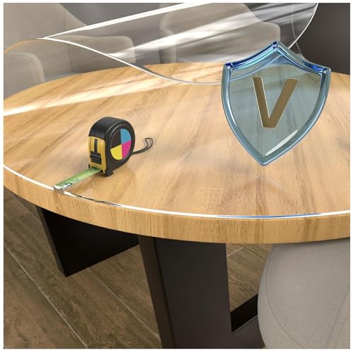 PRINT.GG Nappe Ronde Transparente Cristal avec Bords Biseautés ou Mate avec Bords Droits 2mm sur Mesure, Protection Table Extérieur Intérieur Lavable, Film...