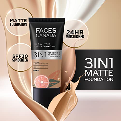 FACESCANADA All Day Hydra Matte Foundation|3-In-1 Foundation + Moisturizer Cream + Spf 30|24 Hr Aloe Hydration&Vitamin C|10Hr Long Wear|Medium To... - Image 6