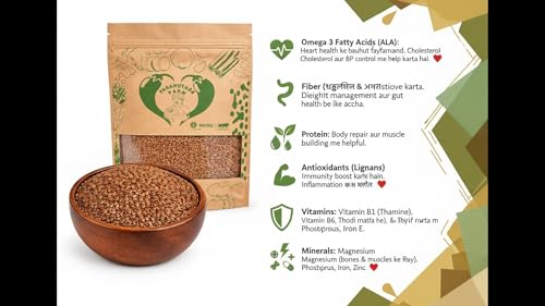 Image of Parshutara Farm Flax Seeds 1kg | 100% Natural Alsi Beej | Rich in Omega-3, Fiber & Protein | Healthy Superfood for Eating & Cooking