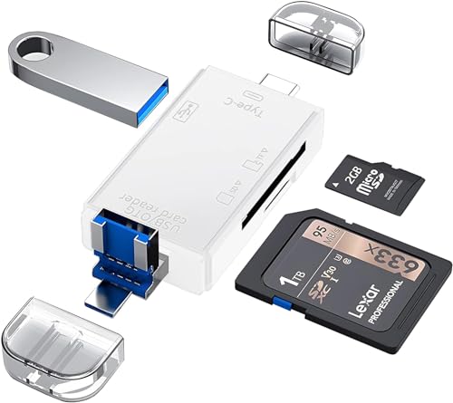 Image of Kinsound 6 in 1 SD Card Reader & Hub with Type-C, USB & Micro USB Ports | Portable Memory Card Reader Compatible with TF, SD, Micro SD, SDHC, SDXC, MMC, RS-MMC, Micro SDXC