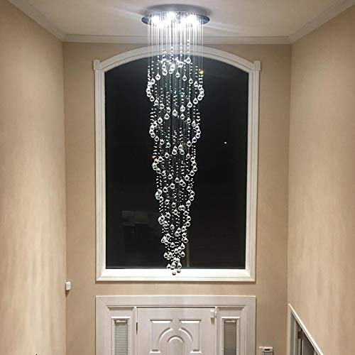 Image of 98-Inch Crystal Chandelier for High Ceilings, Suitable for Foyers, Stairs, Living Rooms with the Celing Height 18ft-21ft, Video Availablle for Easy&Quick Installation