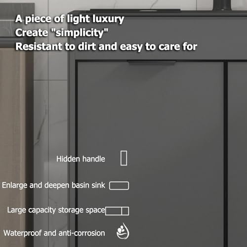 Utility Sink With Cabinet And Cabinet Combo With Drainer Unit And Tap Storage Shelves For Kitchen Restaurant Farmhouse Laundry Garage Commercial Indoor Outdoor,Lift Type-65x45x83.5cm - Thumbnail 2