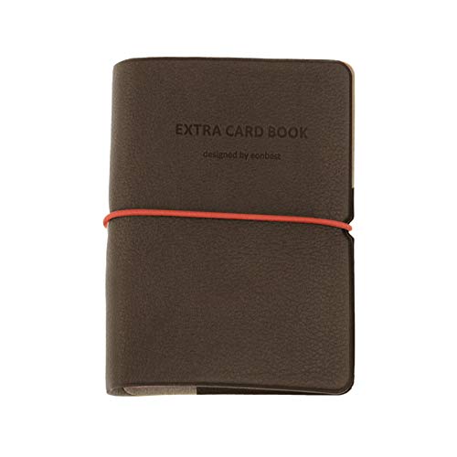 JIAHG Business Credit Card Case Wallet for Men & Women - PU Leather Carry On Bag - Holds 30 Cards with Index - Brown