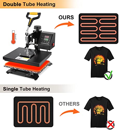 Seeutek Heat Press 12" X 10" Professional Heat Transfer Digital Sublimation Machine 360 Degree Swing Away For T Shirts With Bonus 2 Teflon Sheet #TOP2