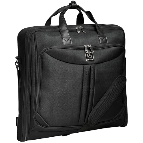 Premium Suit Garment Bag Carry On - Hangs 4 Suits - Travel & Business with Shoulder Strap and Laptop Compartment