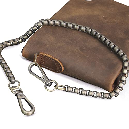 Le'aokuu Mens Genuine Crazy Horse Leather Cowhide Bifold Card Case Purse Wallet Snap Button4