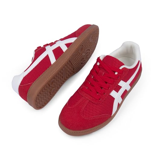 Image of Tigeridea Casual Sneakers for Women Lightweight Lace Up Tennis Shoes | Non-slip Lace Up Fashion Sneaker, Round Toe Retro Walking Shoes, 2026 Trendy Comfortable Trainers
