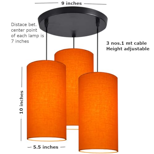 Image of 3 Set Hanging Cluster Light - Pendant Lamps in Cylindrical Shape for Living Rooms /Bed Rooms (Orange)